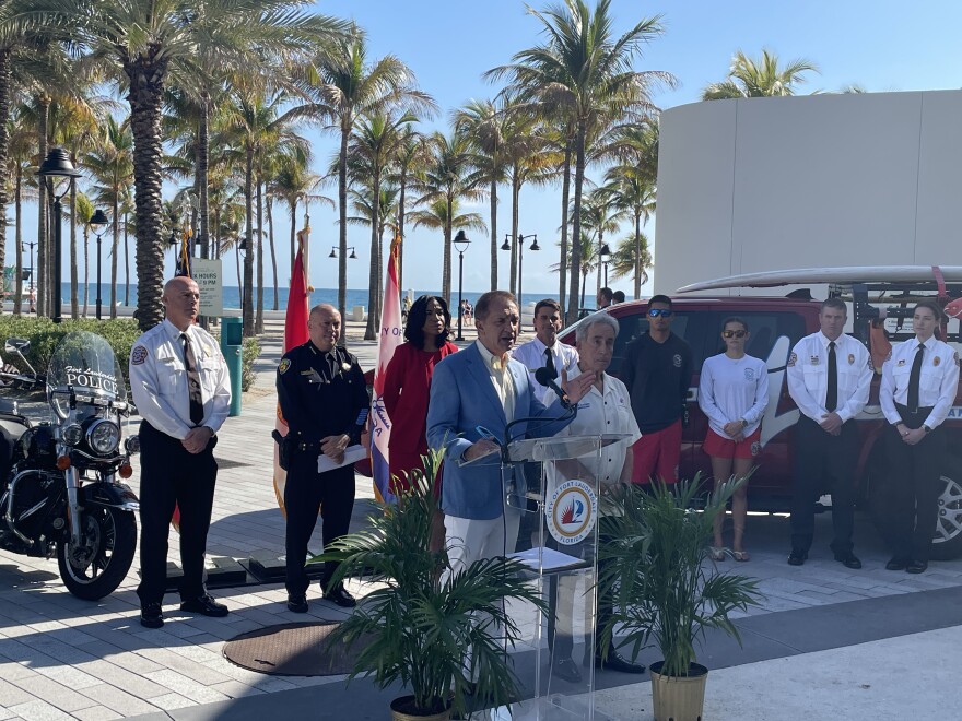 Fort Lauderdale Mayor Dean Trantalis speaks at a press conference to announce the start of the spring break season