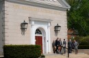 Lawyers on the steps of the New Hampshire Supreme Court.