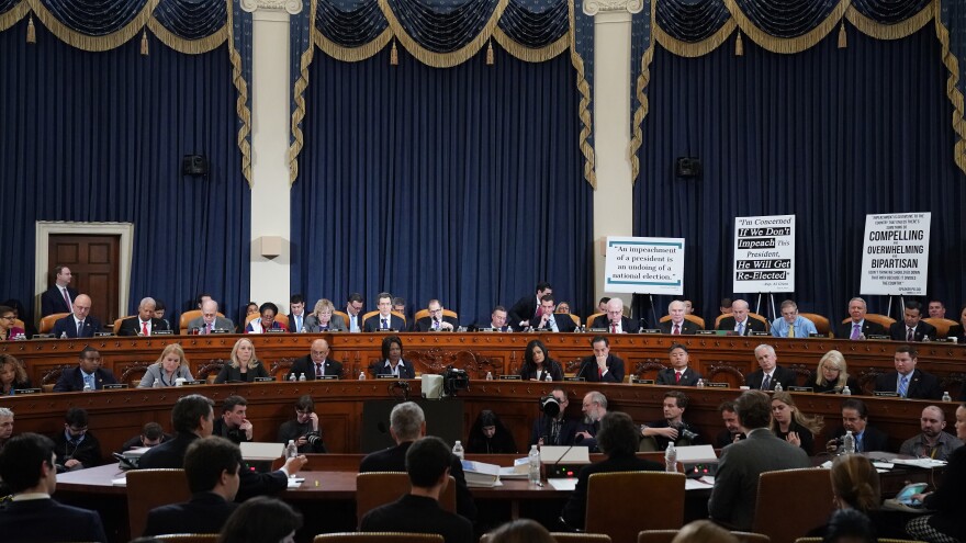 Members of the House Judiciary Committee listen as constitutional scholars testify before the House Judiciary Committee on Capitol Hill Wednesday.