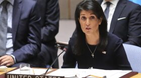 United Nations U.S. Ambassador Nikki Haley addresses a U.N. Security Council meeting on North Korea, Monday Sept. 4, 2017 at U.N. headquarters. (Bebeto Matthews/AP)