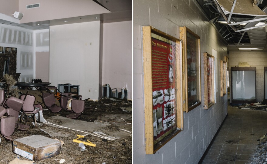 An officers club on Tyndall near the water still sits in ruins. Every structure on the base was damaged or destroyed.