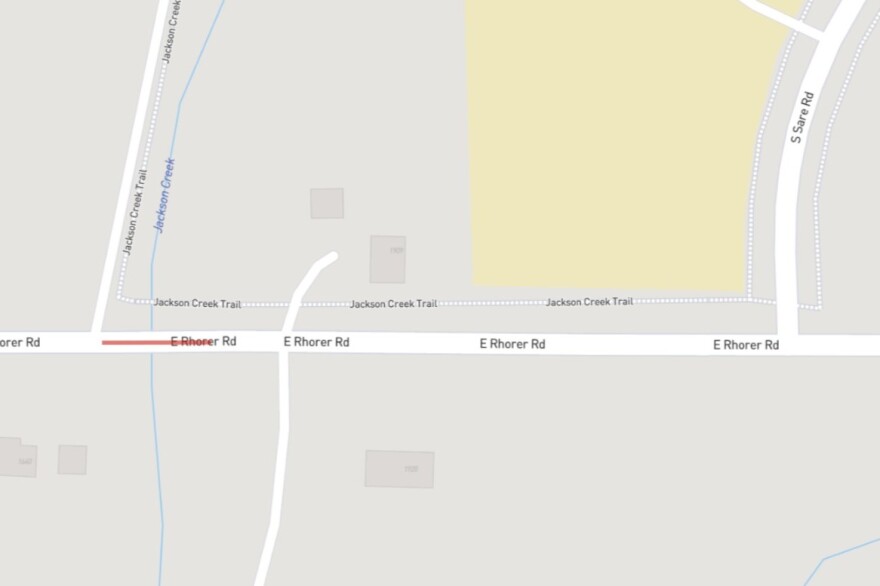 The bridge is located between South Jamie Lane and South Sare Road.