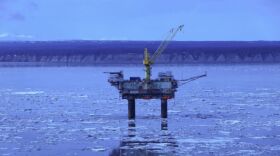An oil platform in ocean