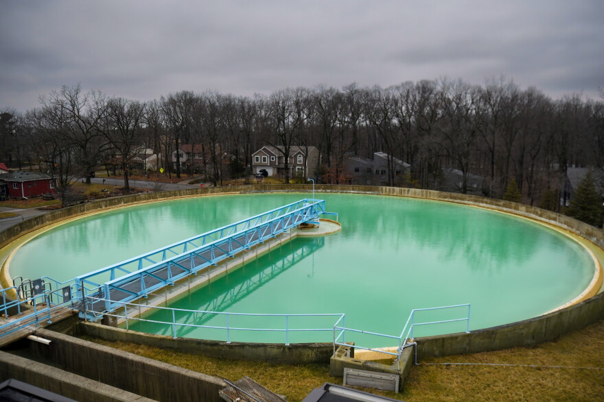  One of the exterior series of pools that soften and clarify incoming water from Ann Arbor’s several sources. The water treatment plant is a series of barriers to keep contaminants out of the city's drinking water.