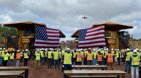 A large crowd gathers at the Mesabi Metallics mine near Nashwauk to hear remarks from federal officials on Sept. 17, 2026.