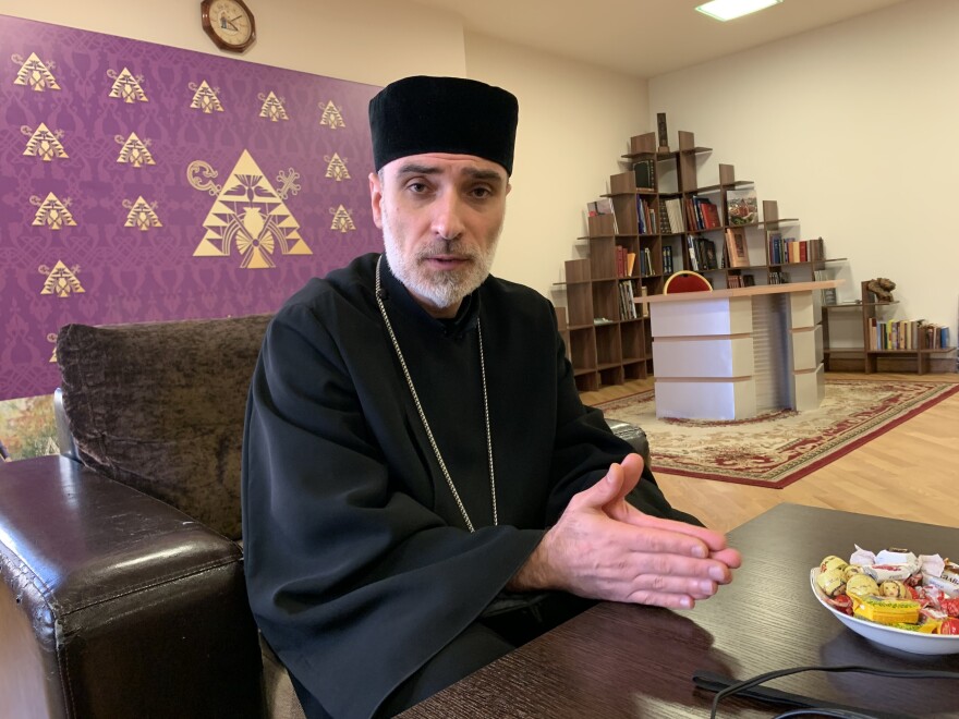 Gevorg Vardanyan is a priest at the Armenian Apostolic cathedral in Moscow. "A religious person never wants to kill and never should kill," he says. "There is no need for war; war is there where there is no God."