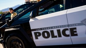 A Tesla Cybertruck owned by the Las Vegas Metro Police department is on display in Las Vegas, Tuesday Oct. 28th 2025.