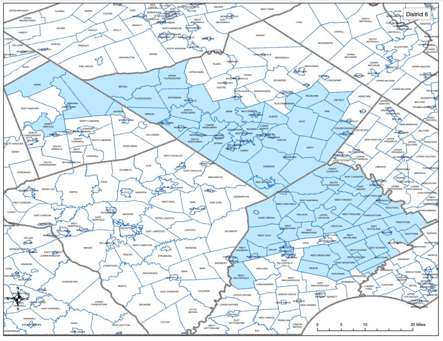 Proposed District 5 shows the consequence of prioritizing equal population and minimizing splits. The district is not compact and stretches across several counties.