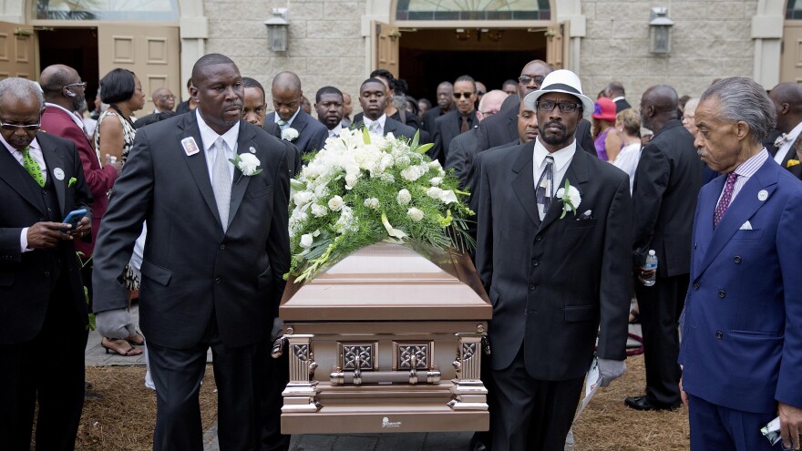 The coffin of Ethel Lance is carried to a hearse following her funeral service on June 25. Lance was one of nine people killed in the shooting at Emanuel AME Church in Charleston, S.C.