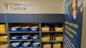 A room at Nations Ford Elementary School has been packed with school and personal hygiene supplies for students.
