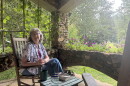 Barbara Kingsolver on the front porch of her home in Washington County, Virginia.