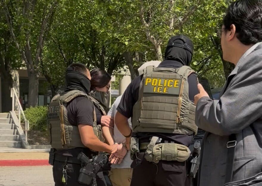 Last Thursday, February 9, 2026, KVCR witnessed federal agents arrest three men outside the Rancho Cucamonga courthouse. One man was detained in the parking lot while searching for his son, as agents and vehicles surrounded him. The Department of Homeland Security says the individuals had prior convictions, including assault and battery.