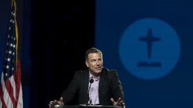 Bruce Frank, chairman of the Southern Baptist Convention's sexual abuse task force, speaks during its annual meeting in Anaheim, Calif., Tuesday, June 14, 2022.