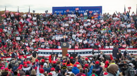 Trump speaks during a rally on Oct. 25, 2020 in Londonderry. (Scott Eisen/Getty Images)