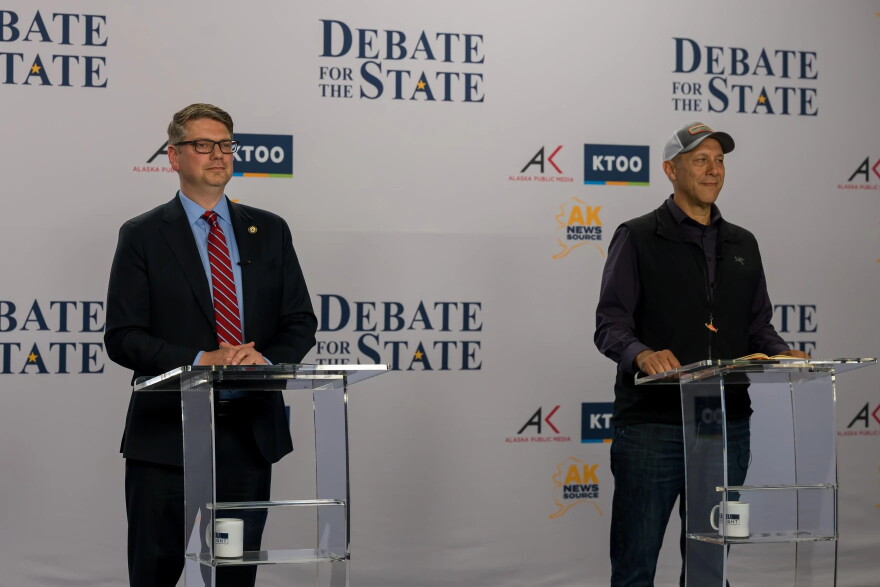 Congressman Nick Begich (R-Alaska) and his independent challenger Bill Hill participated in Debate for the State at Alaska Public Media's studio on Oct. 14, 2026.