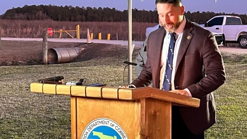 Florida Department of Corrections communications director Jordan Kirkland addressing the media during his post-execution press conference. "The execution took place without incident," he said.