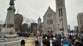 Hundreds fill Columbus Circle Monday afternoon Jan. 12, 2026.