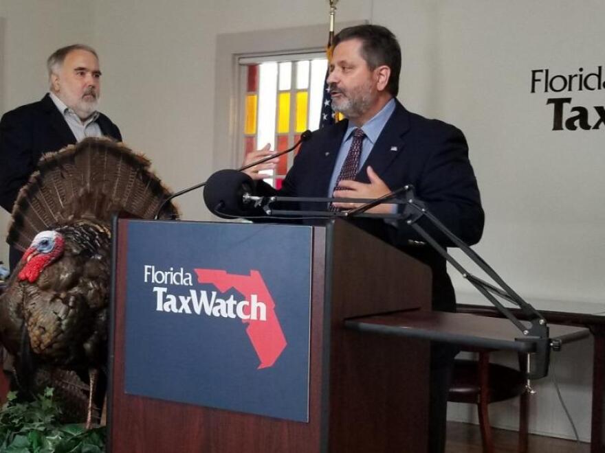  Florida TaxWatch President Dominic Calabro said the 116 turkeys on his group’s annual list are “strong suggestions” for vetoes. The turkeys, a Tallahassee term for questionable spending items, total $157.5 million.