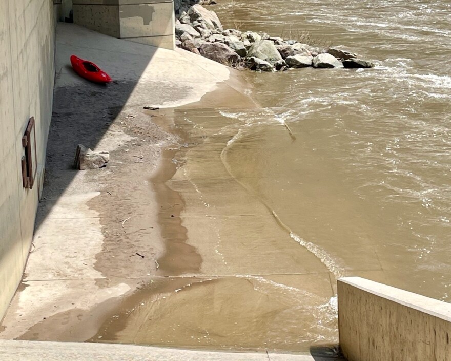 Unusually high water floods the boat ramp at the Shoshone put-in on the Colorado River on Sunday, May 21, the same day as the fatal rafting accident. The Shoshone run can feature challenging whitewater when river levels are high.