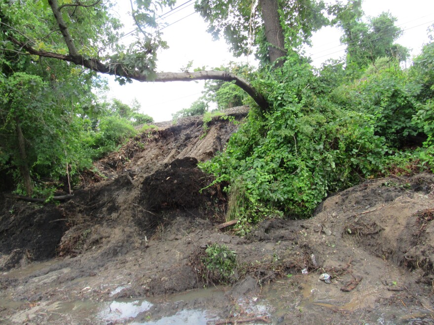 A mudslide near Metro-North tracks in West Haven caused by Tropical Storm Elsa.