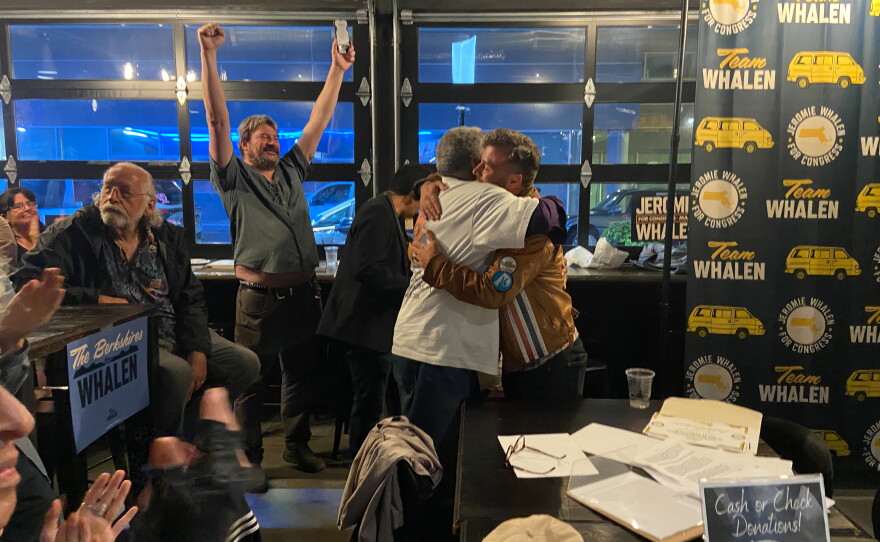 Jeromie Whalen thanks supporters at White Lion in Springfield, even after losing his bid for the 1st Hampden District seat against incumbent Richard Neal.