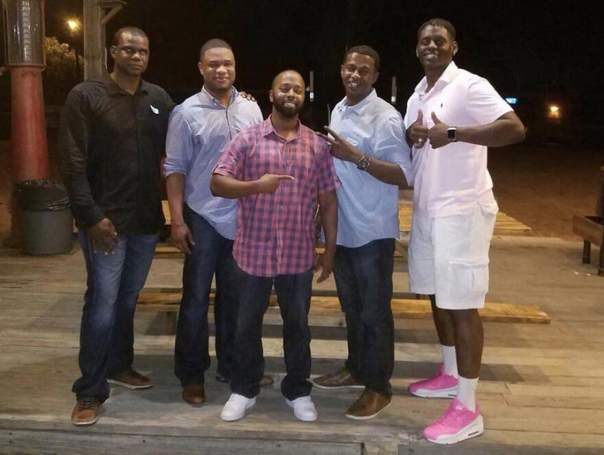 Anthony Stephan House, left, with his former Pflugerville High classmates Lee Rusk, Kevin Cotton, Jeff Lewis and Norrell Waynewood at their 20-year class reunion in 2016.