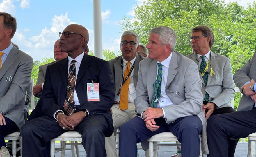 Charlie Sifford Jr (left) during a ceremony at the Memorial Gold Tournament in Dublin honoring his father, the late professional golfer Charlie Sifford.