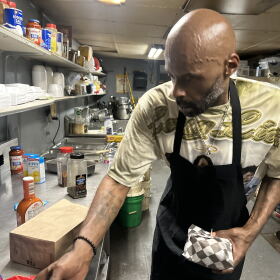 Eddie Scover is cooking fires 