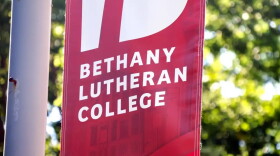 A banner of Bethany Lutheran College logo on Aug. 27.