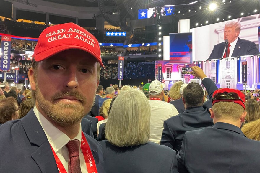 Former Oklahoma Superintendent Ryan Walters posts a selfie at the 2024 Republican National Convention.