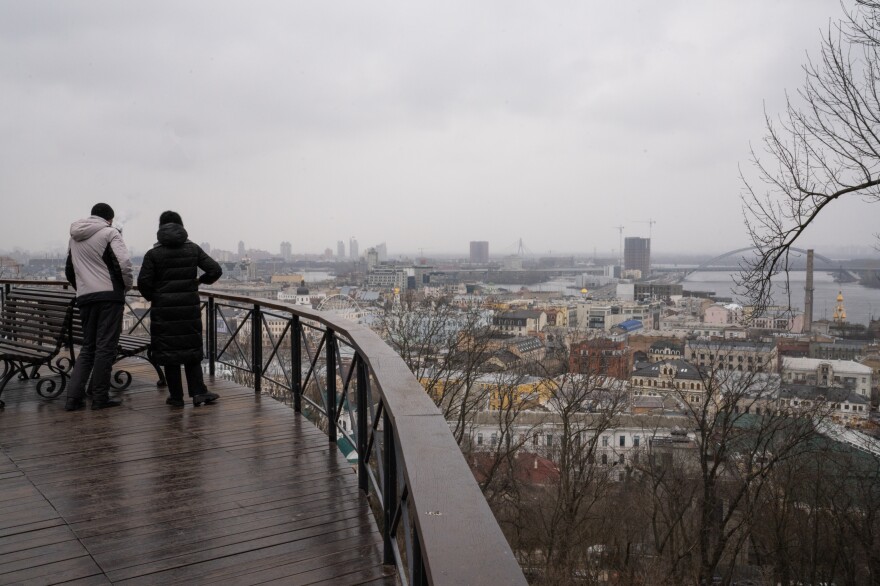 People look out over Ukraine's capital city, Kyiv. Some sense of normalcy has returned to Kyiv, but lawyer Liudmyla Lysenko believes there is a collective anxiety that the Russians will come back to the city.