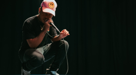 Sam Stan, a 22-year-old rapper from Broward County, perfoms at the WLRN studios.