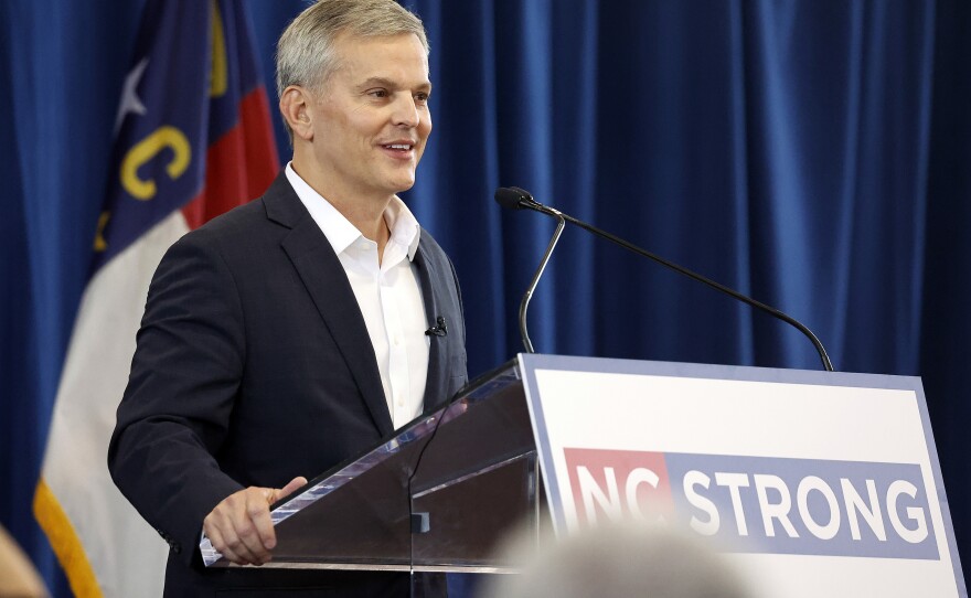Democratic North Carolina gubernatorial candidate Josh Stein speaks at a rally in Raleigh in October.  