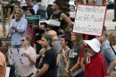 Demonstrators rally in support of abortion rights outside the Orlando City Hall, Tuesday, May 3, 2022, in Orlando, Fla.