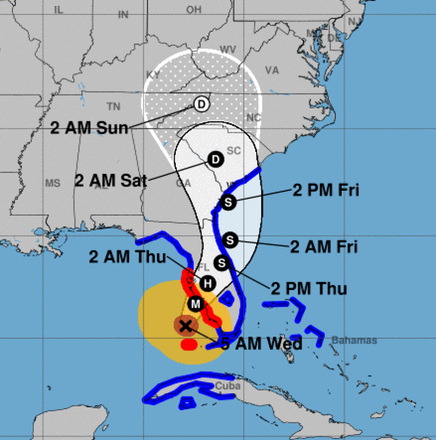 Hurricane Ian's projected path as of 5:00 AM on September 28.