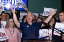 Austin's Mayor Kirk Watson gives a speech during a watch party for the 2024 mayoral election at El Arroyo on Nov. 5, 2024. Patricia Lim/KUT News