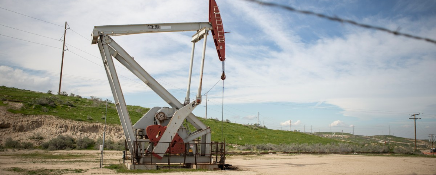 An oil pump at the Elk Hills Power Station along Elk Hills Road on March 29, 2024. The Elk Hills oil field is the site of the new carbon capture project that captures carbon emissions from oil and gas facilities and then injects them underground.