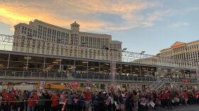Culinary Workers rally on the Las Vegas Strip in October 2023.