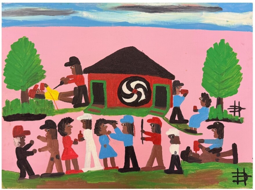 Saturday Night by Clementine Hunter. Hunter worked most of her life as a field laborer and house worker at Melrose Plantation