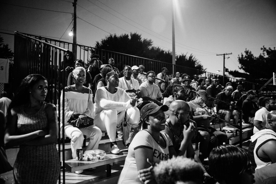 A crowd watches a Goodman League basketball game at the Barry Farm Recreation Center in 2016. The well-known basketball league plays regularly throughout the summer, and games can include everyone from former NBA players to high school students.