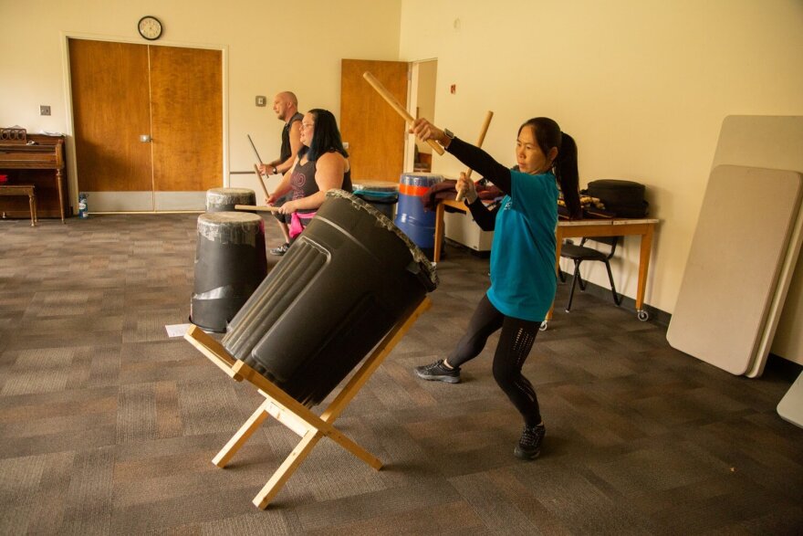 “I think a lot of people assume Taiko is this like top dollar, big arena performance type art form, and it really doesn't have to be. If you don't have enough resources or money to buy a drum, you can get a $20 drum at Home Depot, hollow out the bottom and stretch some tape over it and now you have something that you could practice on at home.”—Kristina McGaha