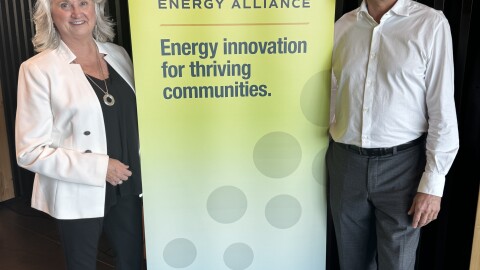 Kim Pearman-Gillman (left) is the interim CEO of the Novara Energy Institute. Dale Silha from McKinstry is one of its founding board members.