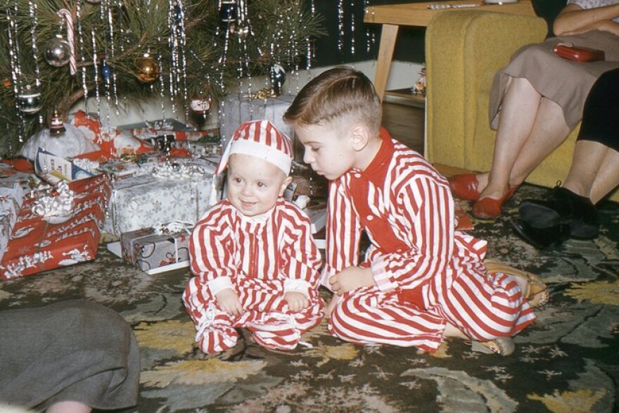 Poet and storyteller Marc Harshman (r) with his younger brother Craig