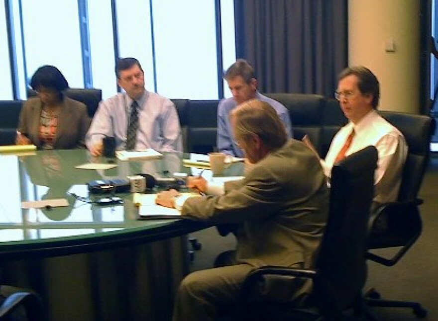 Mayor Bartlett meets with his management team in the 15th floor conference room at City Hall.