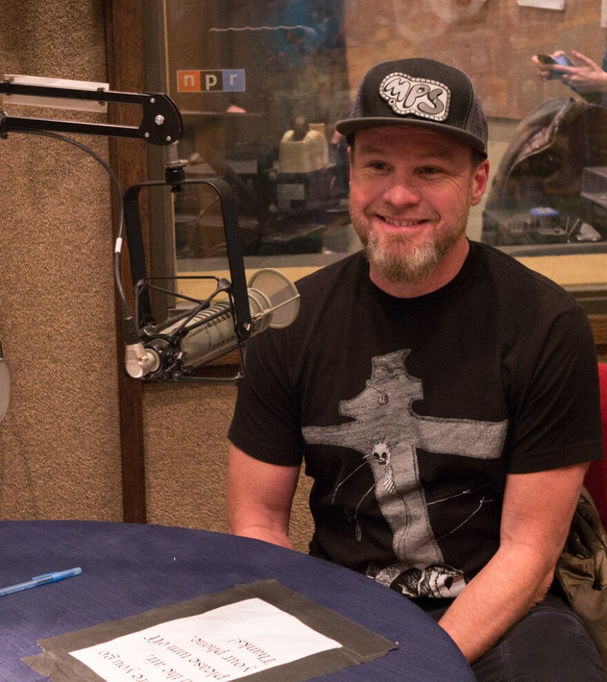 Pearl Jam bassis Jeff Ament at MTPR studios in Missoula, April 17, 2018.