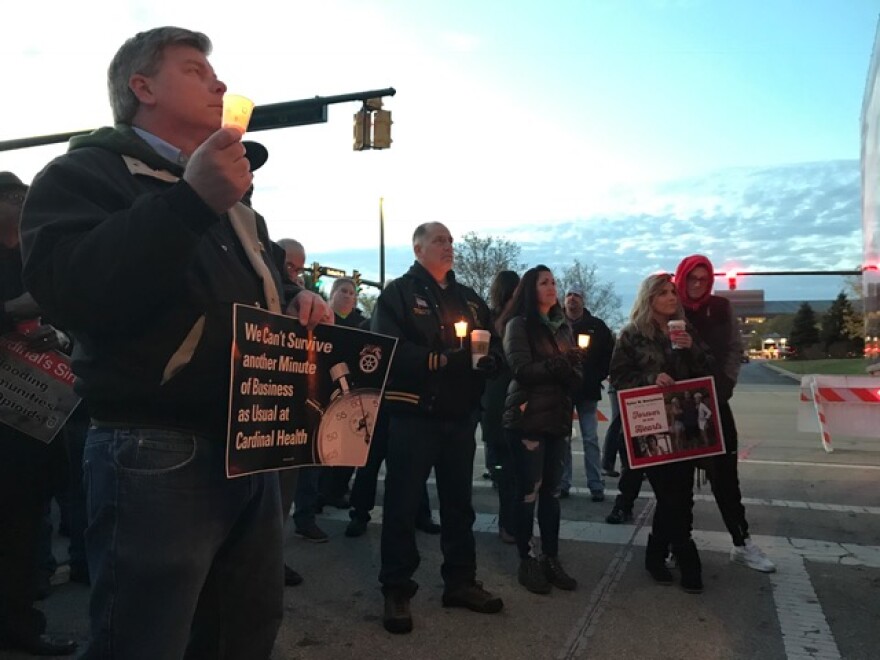 Before dawn, about 75 Teamsters and their supporters held candles to honor those who've died or are still struggling with addiction.