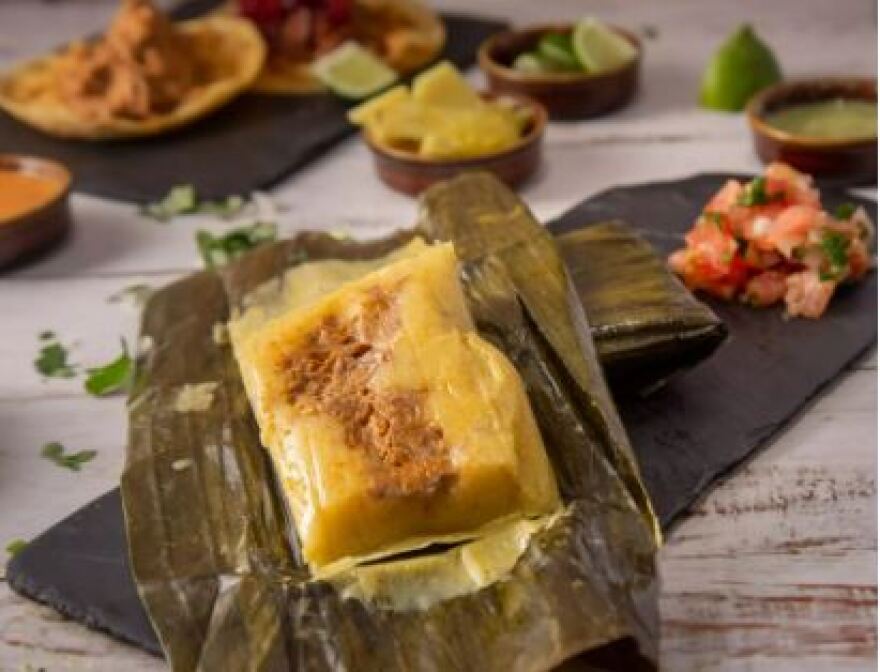 A banana leaf tamale.
