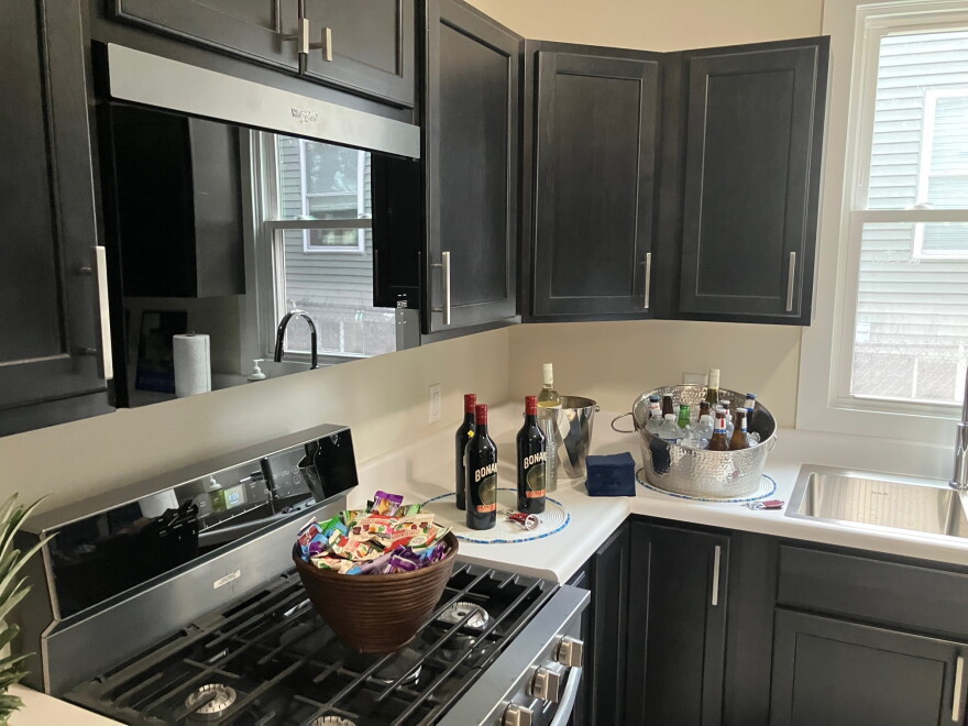 Part of the new kitchen in the restored home at 613 W. 13th St., Davenport.