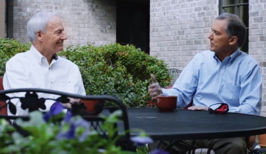 Arkansas Gov. Asa Hutchinson and U.S. Rep. French Hill in television ad released Tuesday for the 2nd district congressman's reelection campaign.