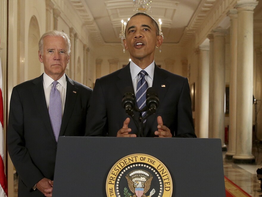 Joe Biden was vice president when President Barack Obama announced the Iran nuclear deal in the White House on July 14, 2015.